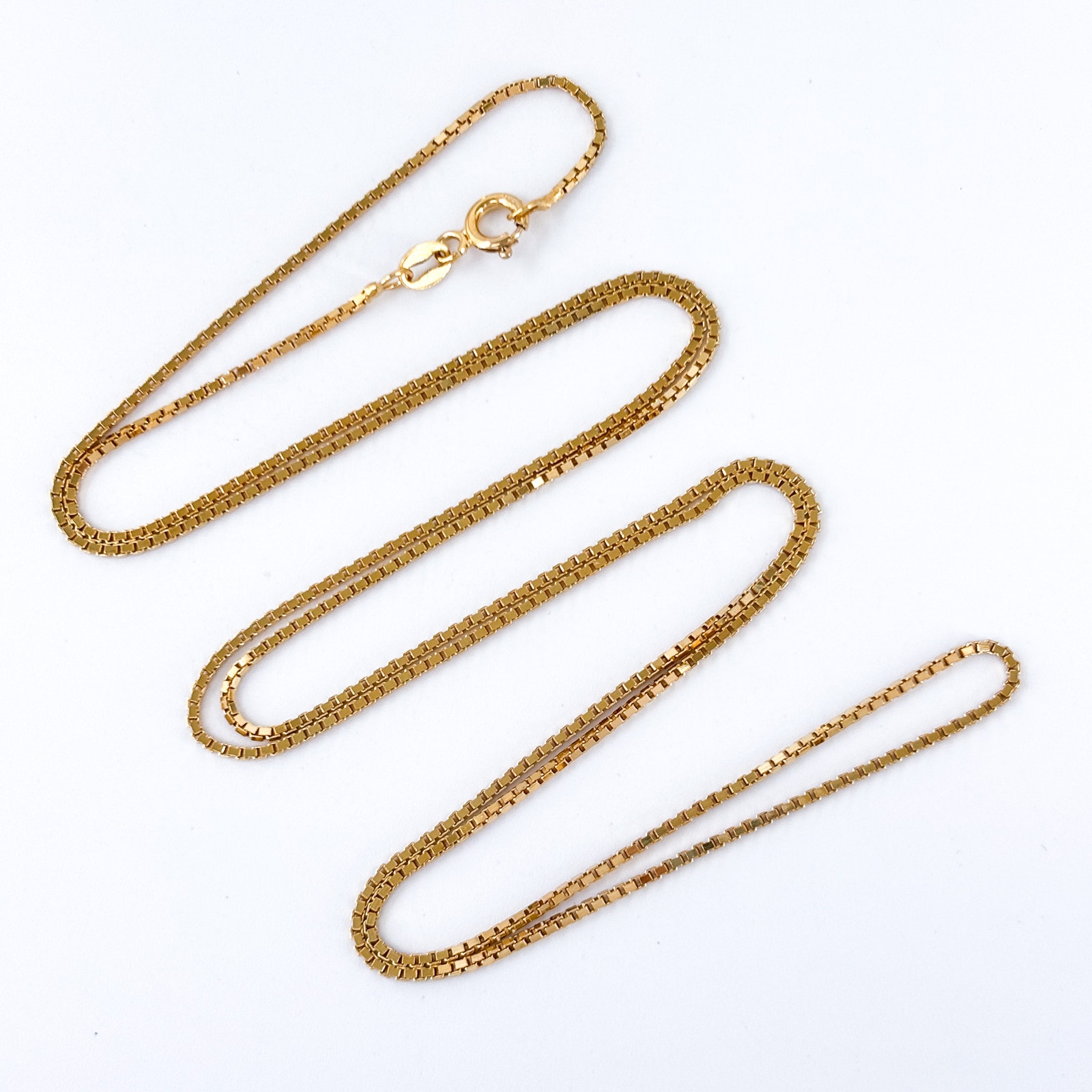 Vintage Sterling Silver 925 Gold-Tone Box Necklace 30